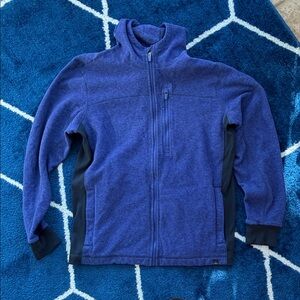 Prana Deep Blue Textured Full Zip Hoodie Fleece
